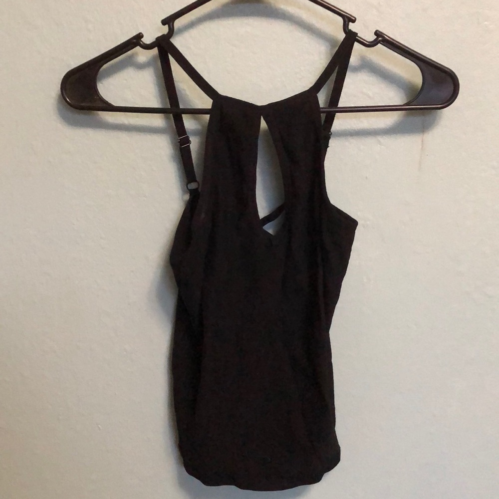 Peep hole front black tight tank top